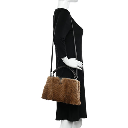 Louis Vuitton Mink Fur Capucines MM Dark Brown 2 of 9