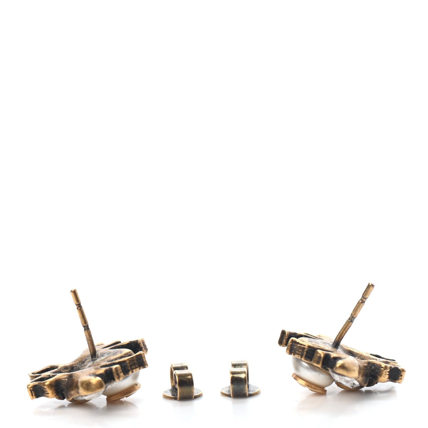 Gucci Crystal Pearl GG Bee Earrings Gold 3 of 4