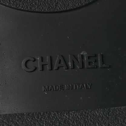 Chanel Tweed Pearl Combat Short Boots 38 Purple Black 6 of 7