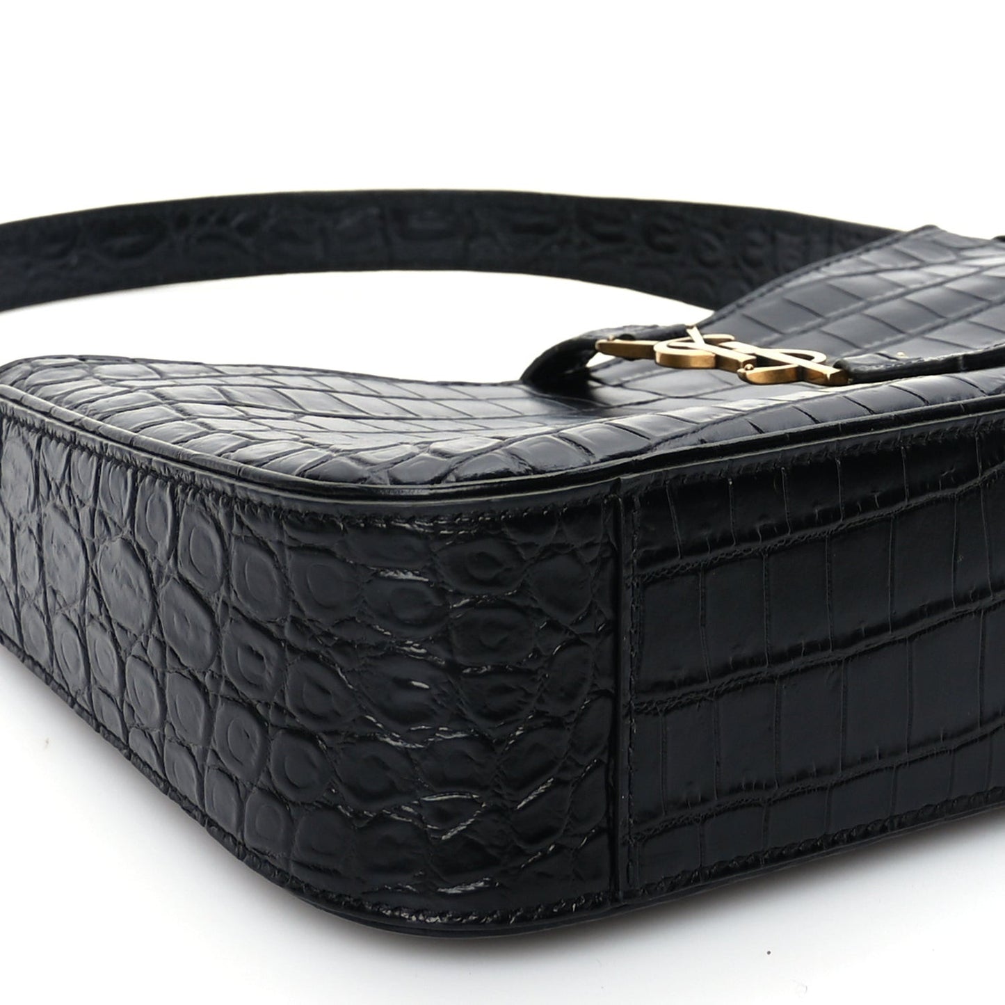 Calfskin Crocodile Embossed Le 5 A 7 Hobo Black