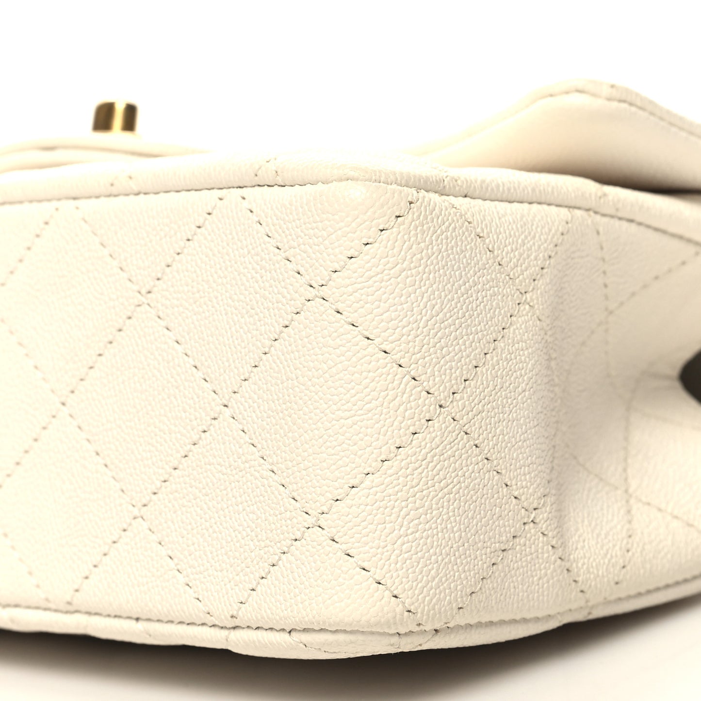 Caviar Quilted Mini Top Handle Rectangular Flap White