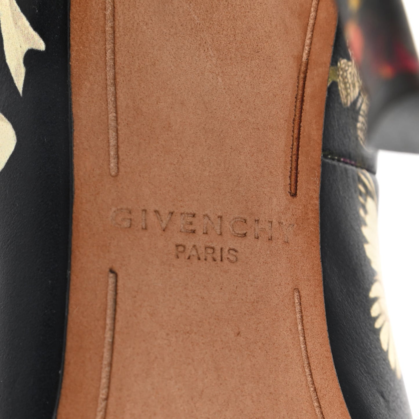 Calfskin Floral Print Pointed Toe Pumps 37 Black Multicolor