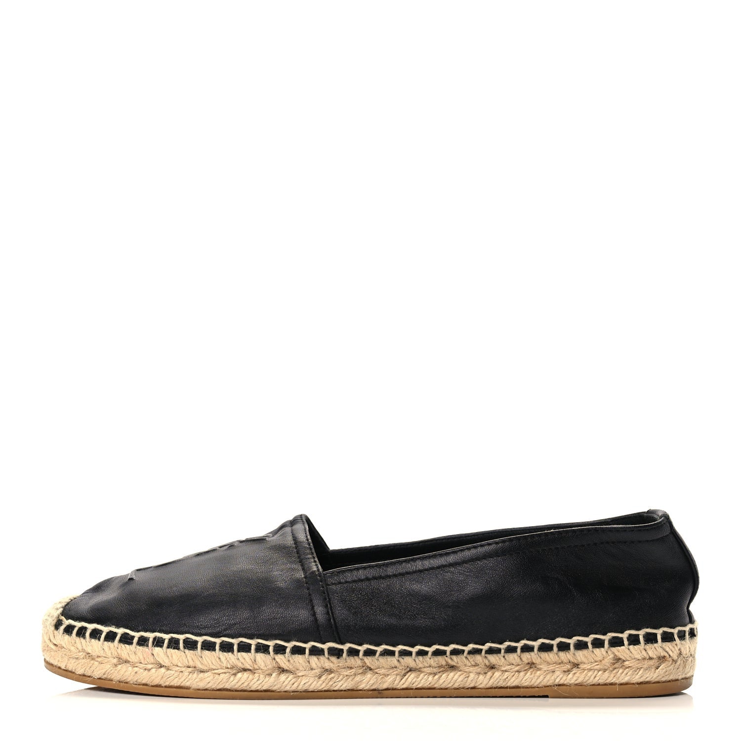 Saint Laurent Lambskin Monogram Espadrilles 38 Black 1 of 10