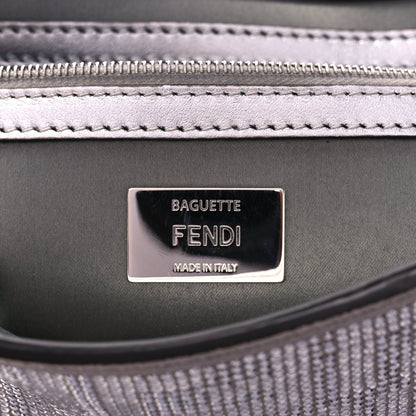 Fendi Crystal Vitello Laminato FF Medium Baguette Crystal Argento 5 of 8