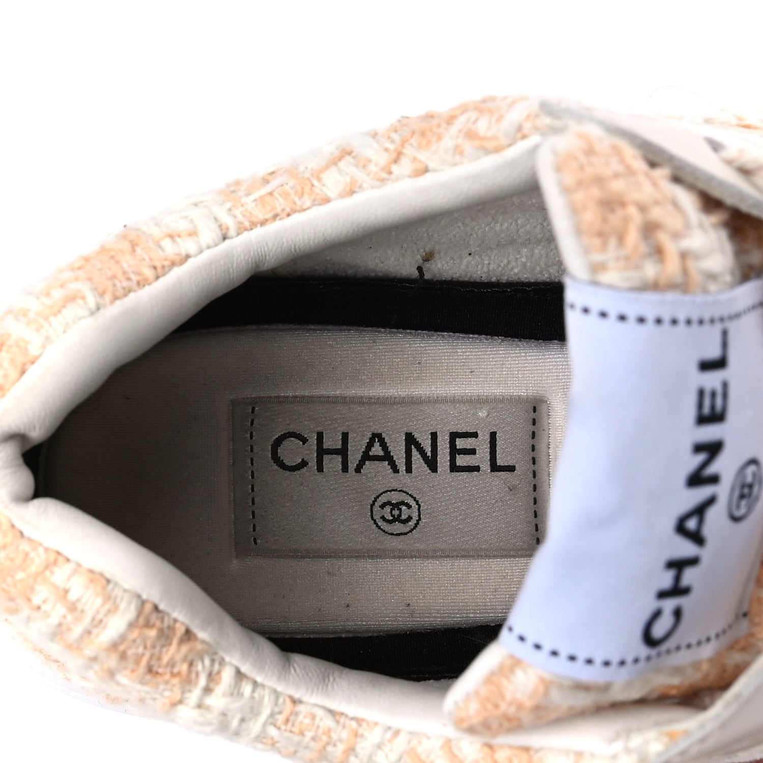 Chanel Tweed Suede Calfskin Womens CC Sneakers 39 Orange 7 of 8