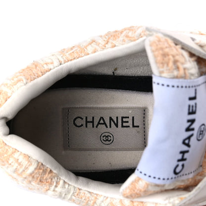 Chanel Tweed Suede Calfskin Womens CC Sneakers 39 Orange 7 of 8