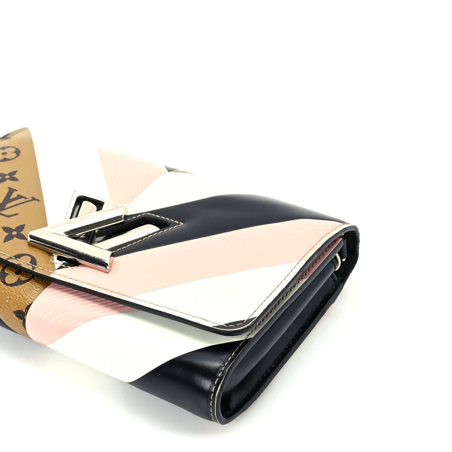 Epi Reverse Monogram Twist Chain Wallet Rose Ballerine