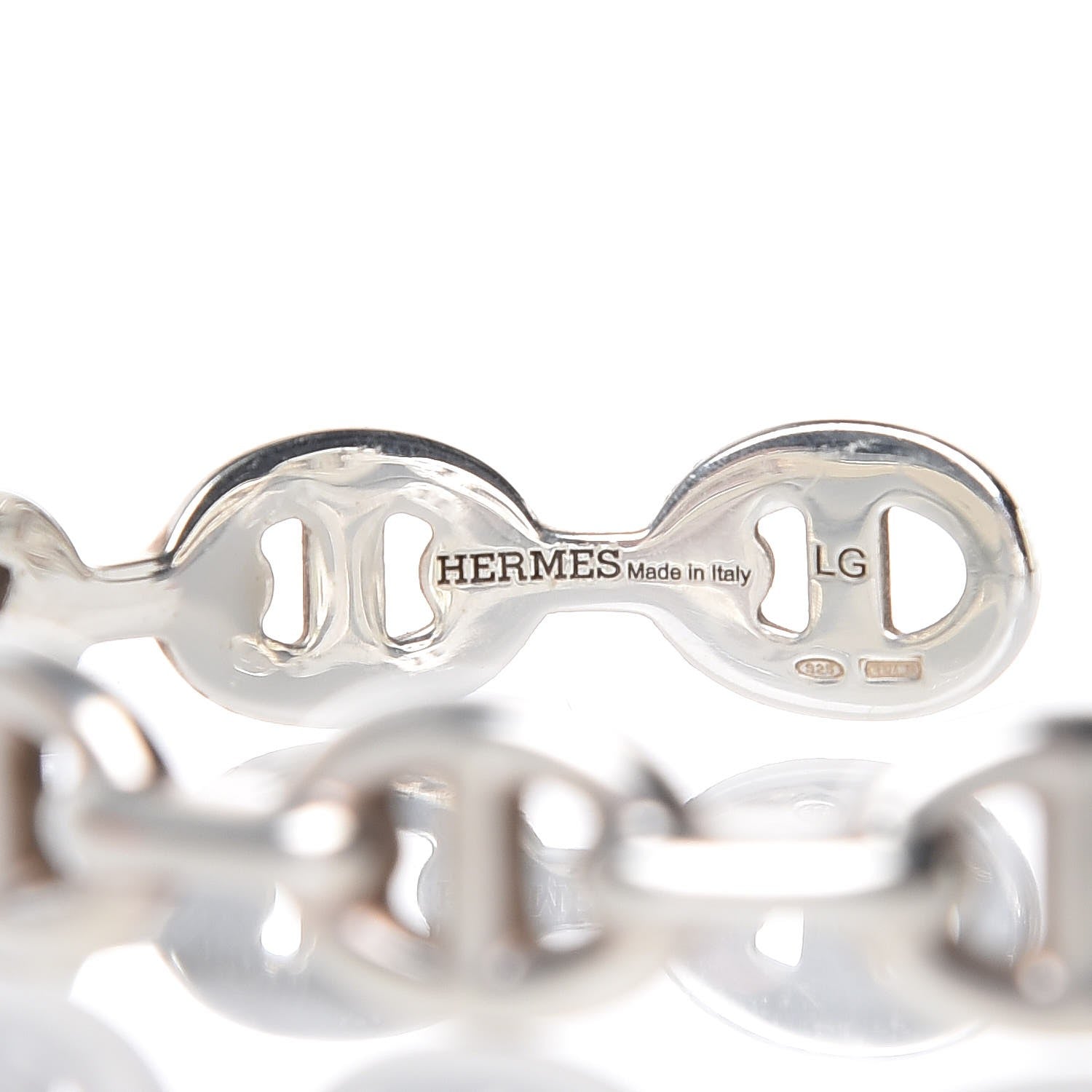 Hermes Sterling Silver MM Chaine d'Ancre Enchainee Cuff Bracelet LG 4 of 11