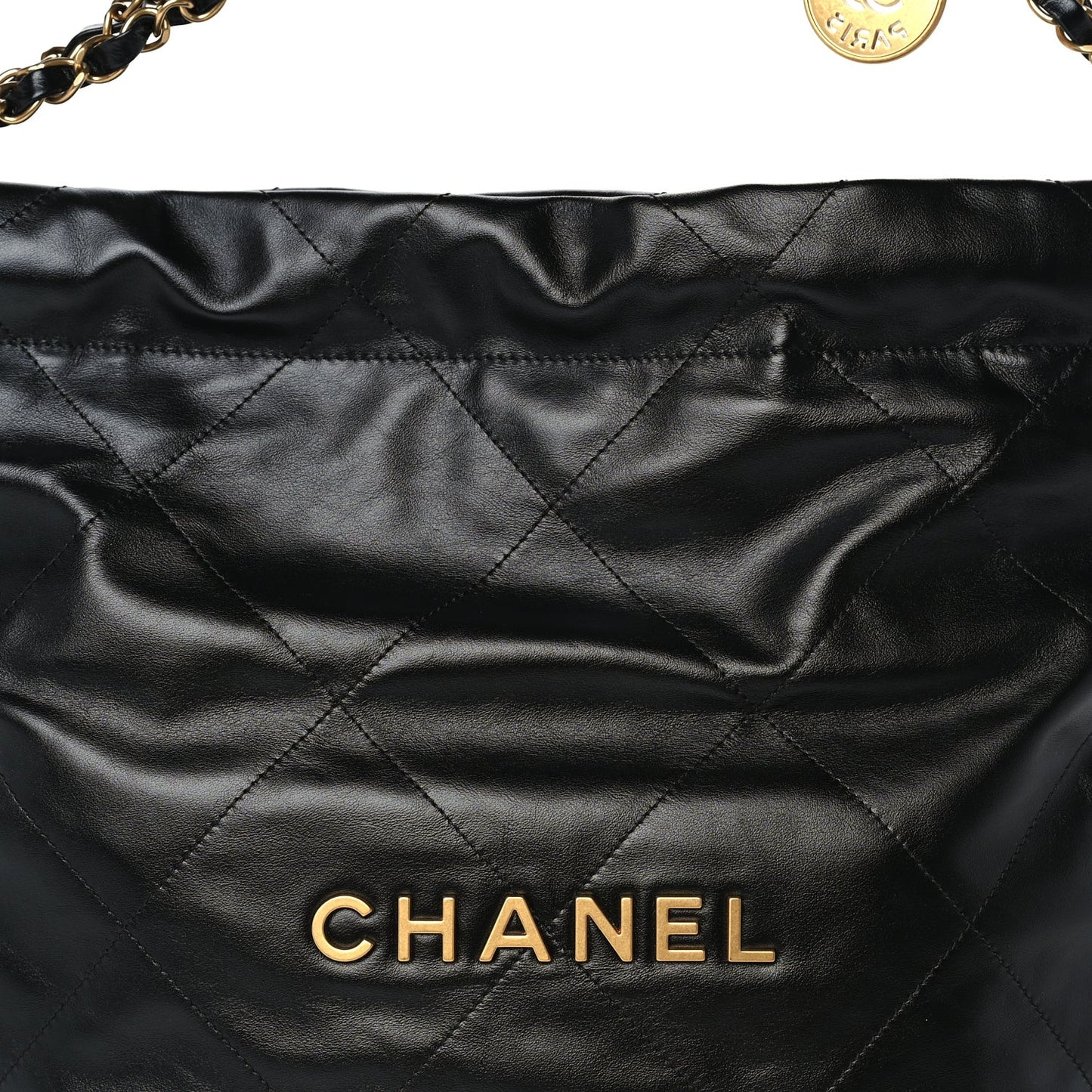 Shiny Calfskin Quilted 22 Black