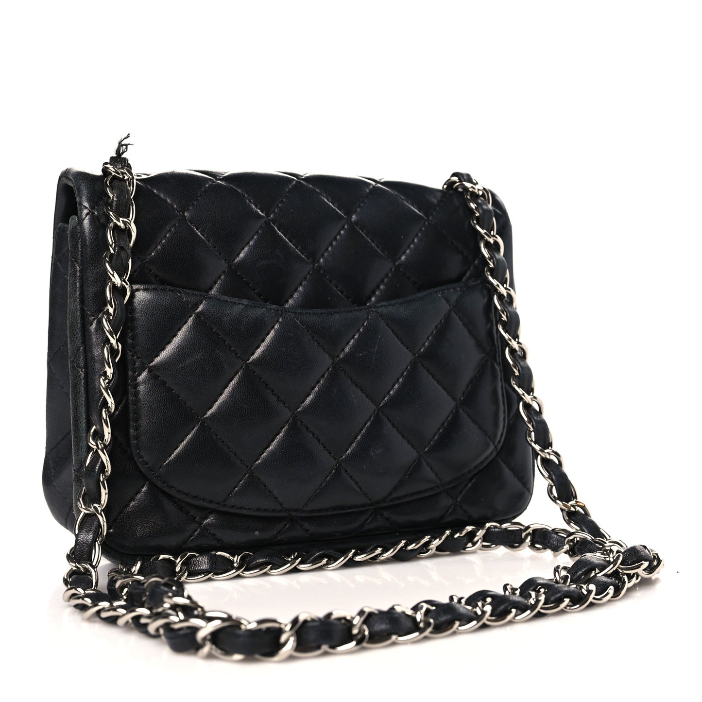Lambskin Quilted Mini Square Flap Black