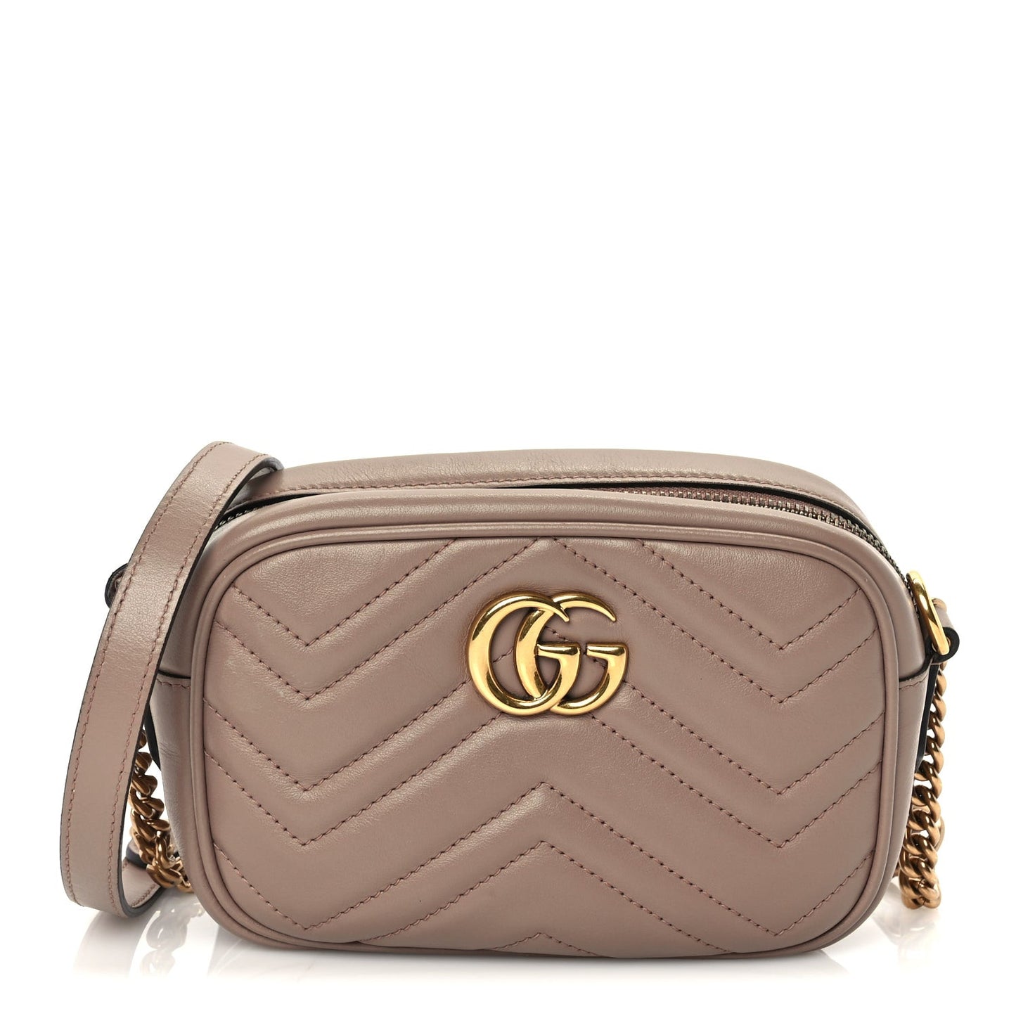 Calfskin Matelasse Mini GG Marmont Chain Shoulder Bag  Perfect Pink