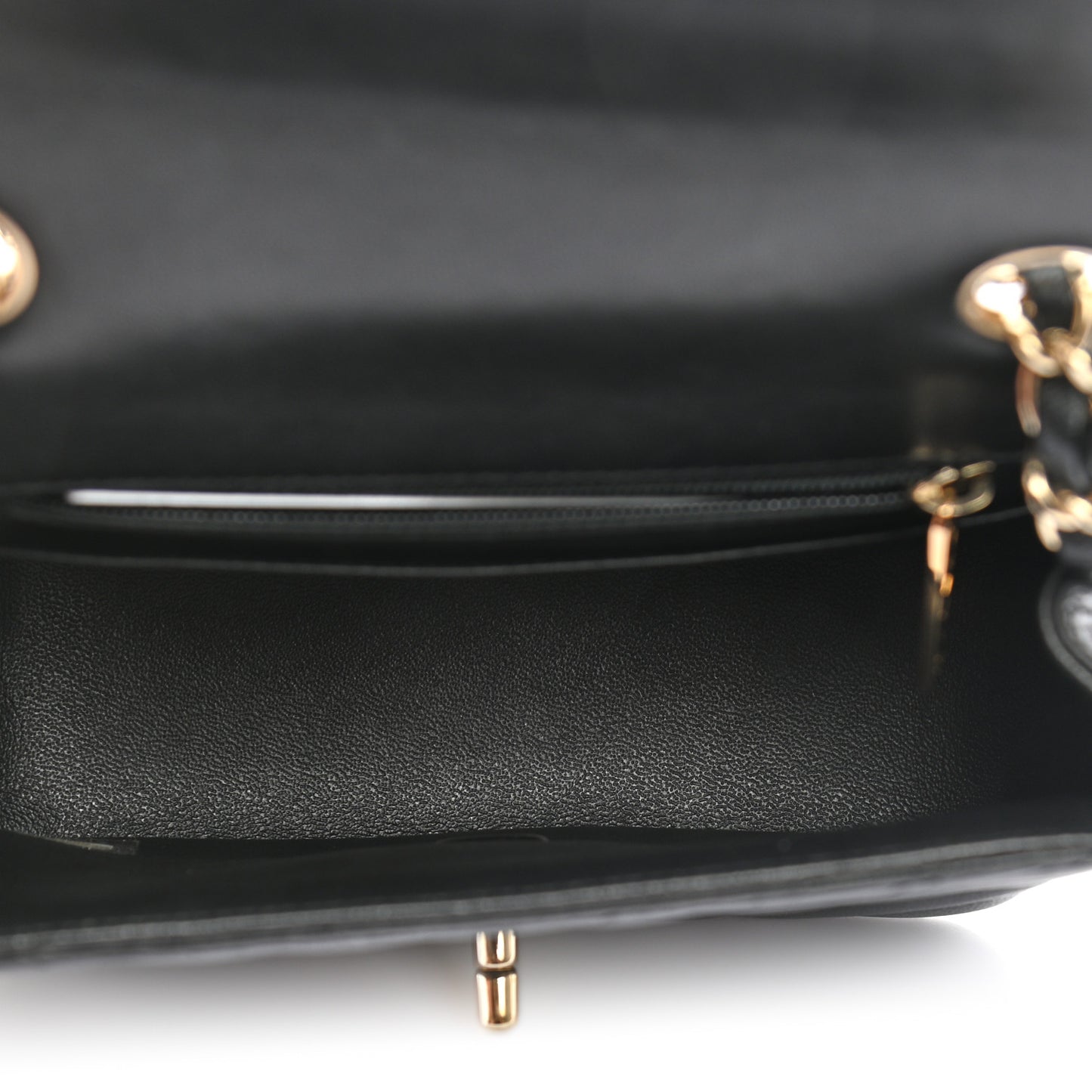 Lambskin Chevron Quilted Mini Square Flap Black