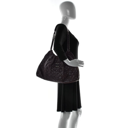 Chanel Distressed Glazed Caviar Quilted Medium Elastic Tote Brown 2 of 13