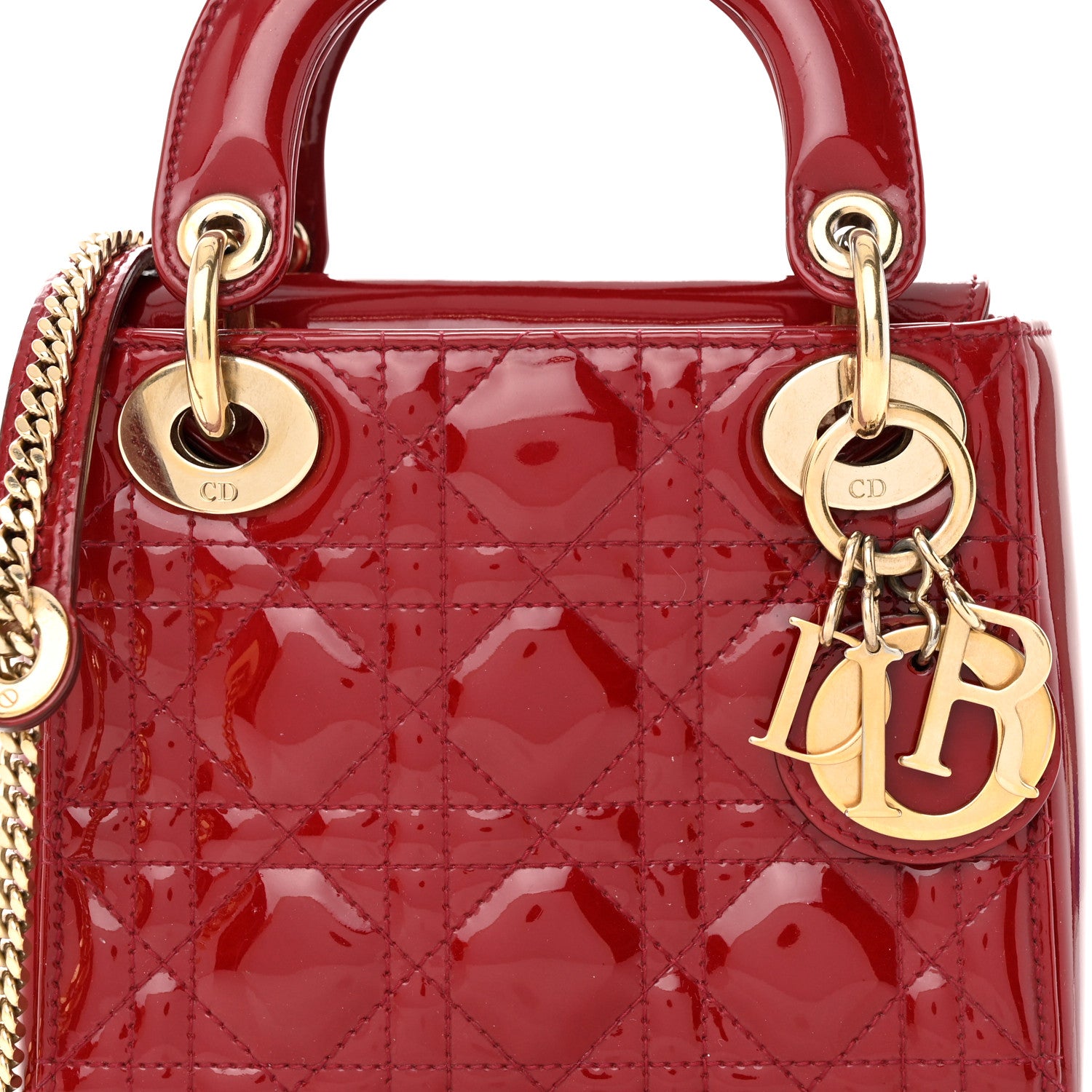 Christian Dior Patent Cannage Mini Lady Dior Red 8 of 18