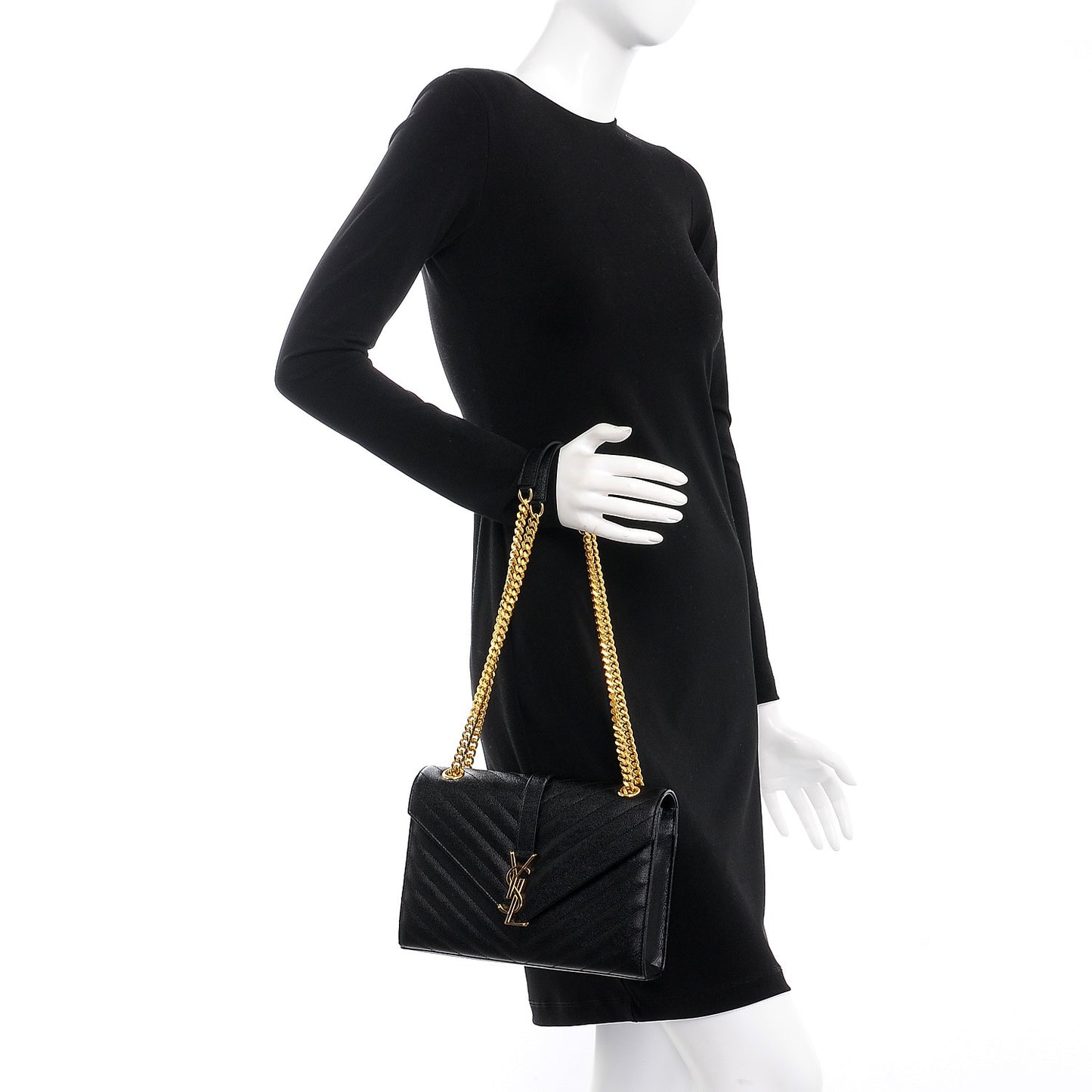 Grain De Poudre Matelasse Medium Monogram Satchel Black