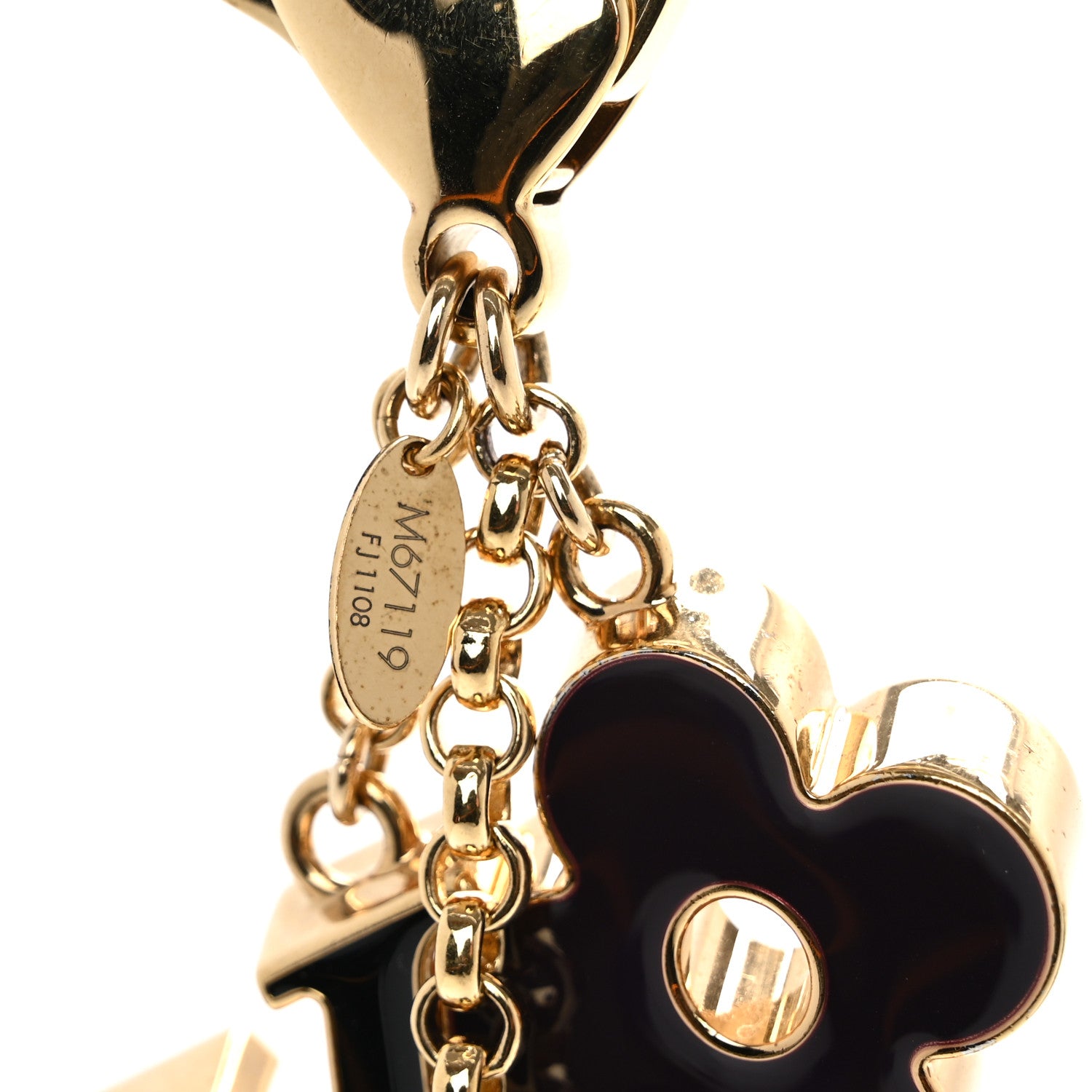 Louis Vuitton Metal Enamel Fleur De Monogram Bag Charm Dore 4 of 7