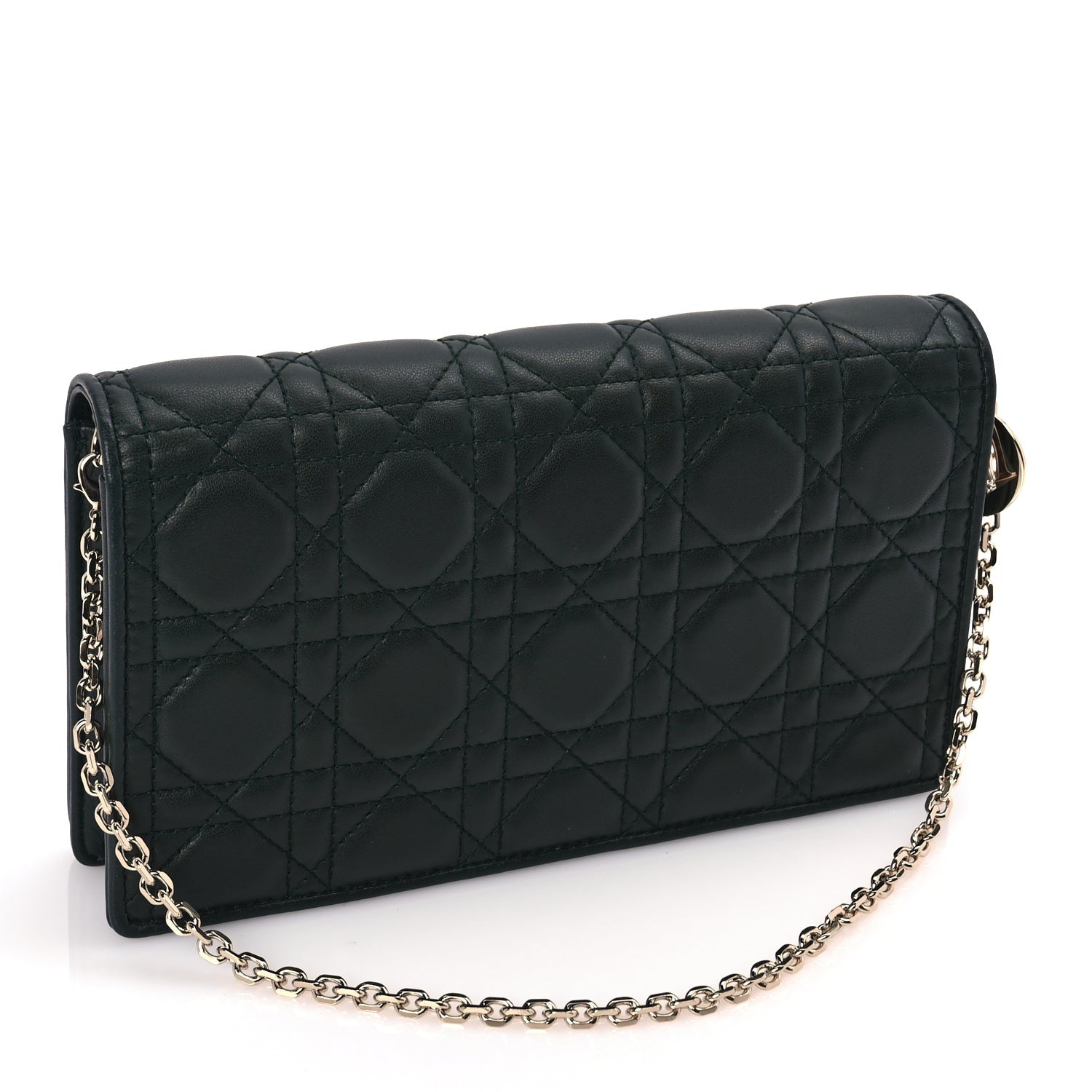 Christian Dior Lambskin Cannage Lady Dior Pouch Dark Green 3 of 10
