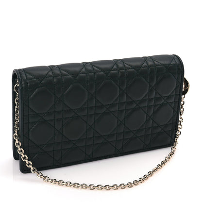 Christian Dior Lambskin Cannage Lady Dior Pouch Dark Green 3 of 10