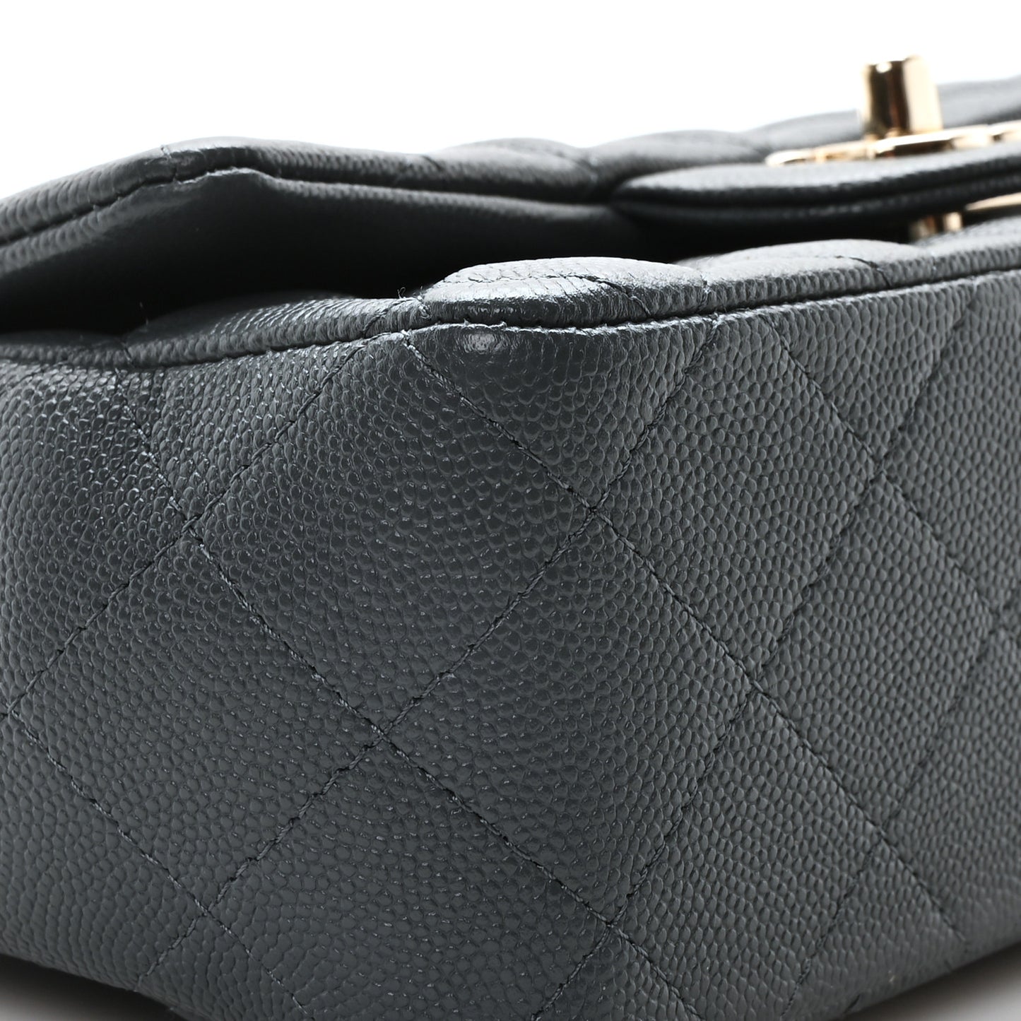 Caviar Quilted Mini Rectangular Flap Dark Grey