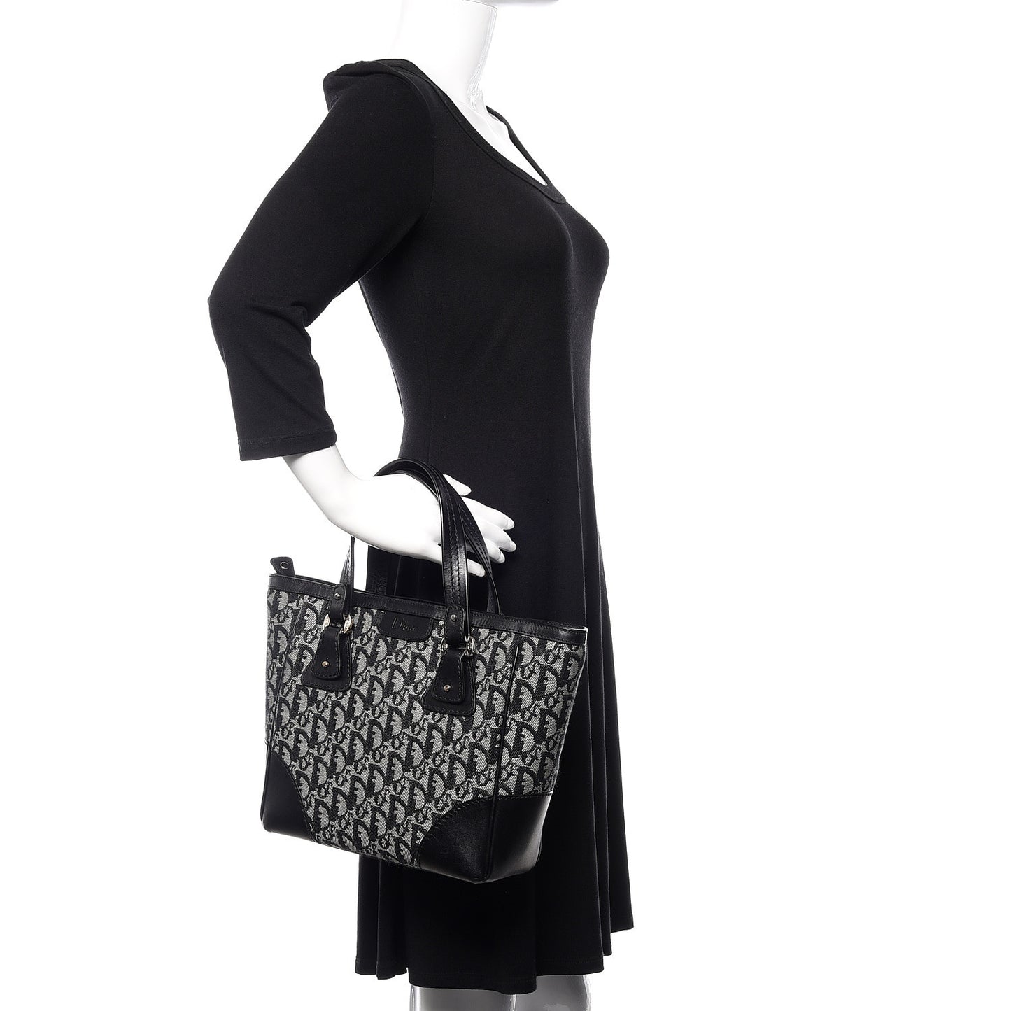 Denim Calfskin Monogram Tote Black