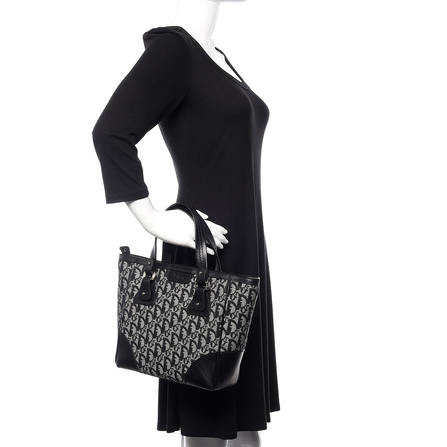 Christian Dior Denim Calfskin Monogram Tote Black 2 of 12