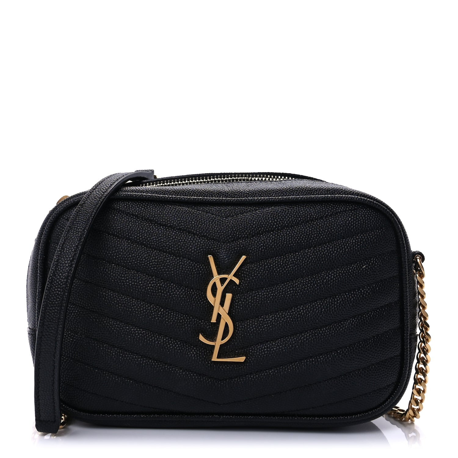 Saint Laurent Grain De Poudre Matelasse Monogram Mini Lou Camera Bag Black 1 of 9