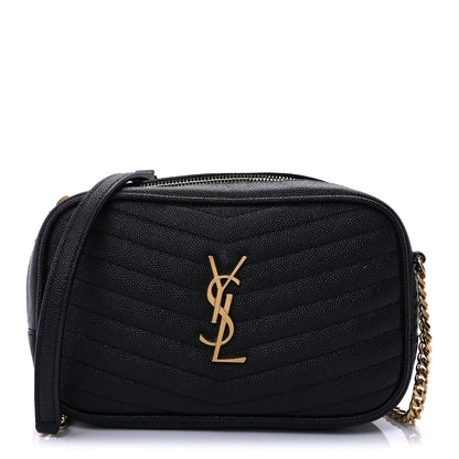 Saint Laurent Grain De Poudre Matelasse Monogram Mini Lou Camera Bag Black 1 of 9