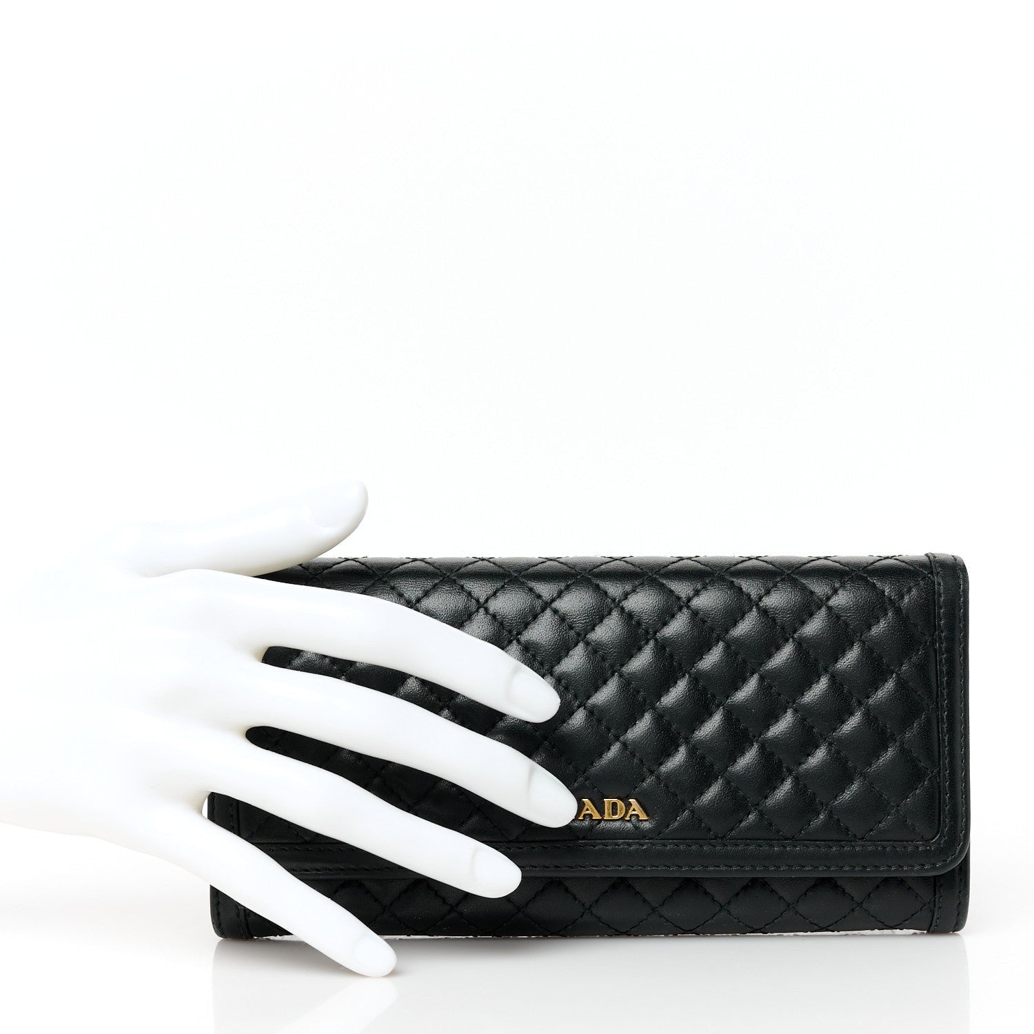 Prada Soft Calfskin Quilted Continental Flap Wallet Black 3 of 7