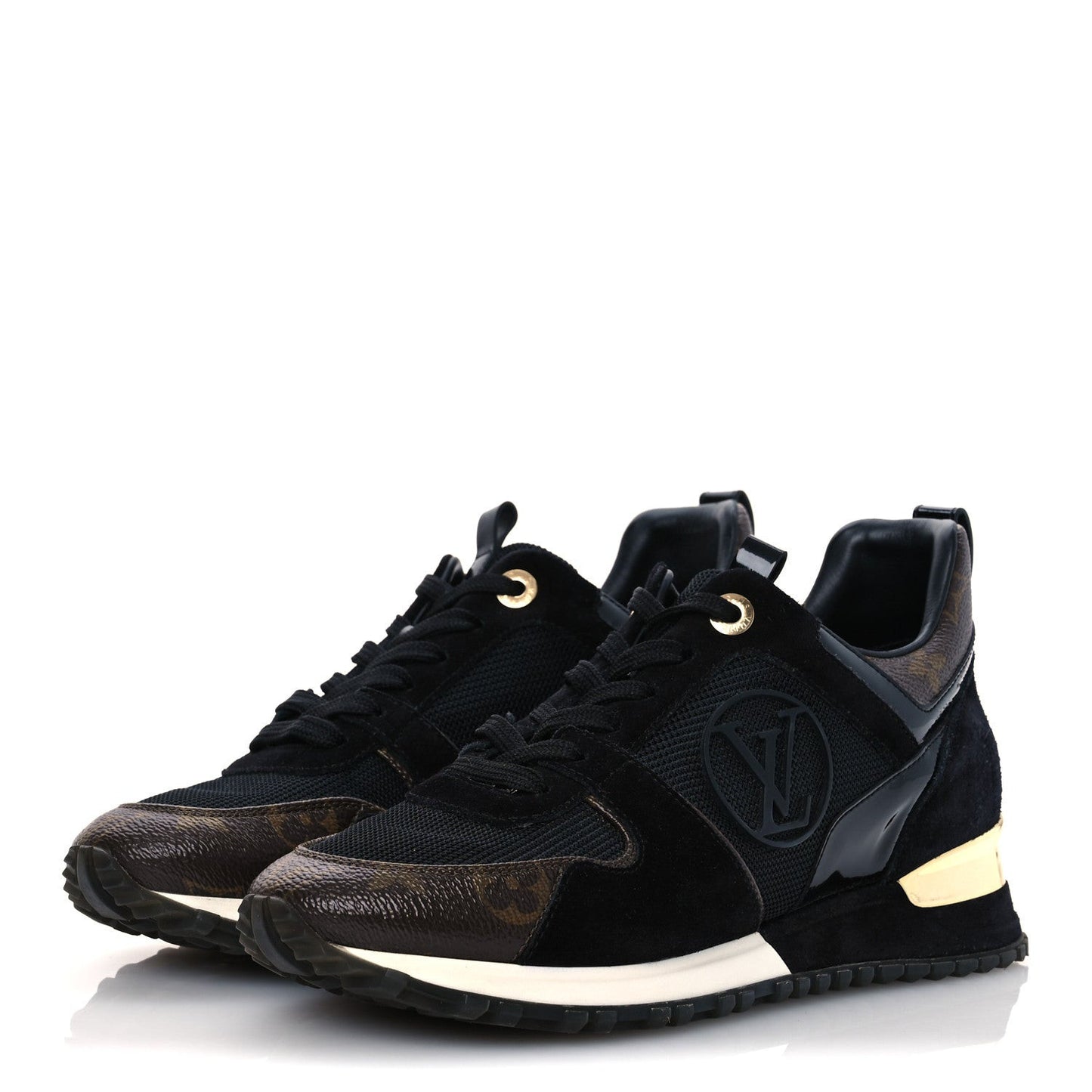 Suede Monogram Run Away Sneakers 36.5 Black