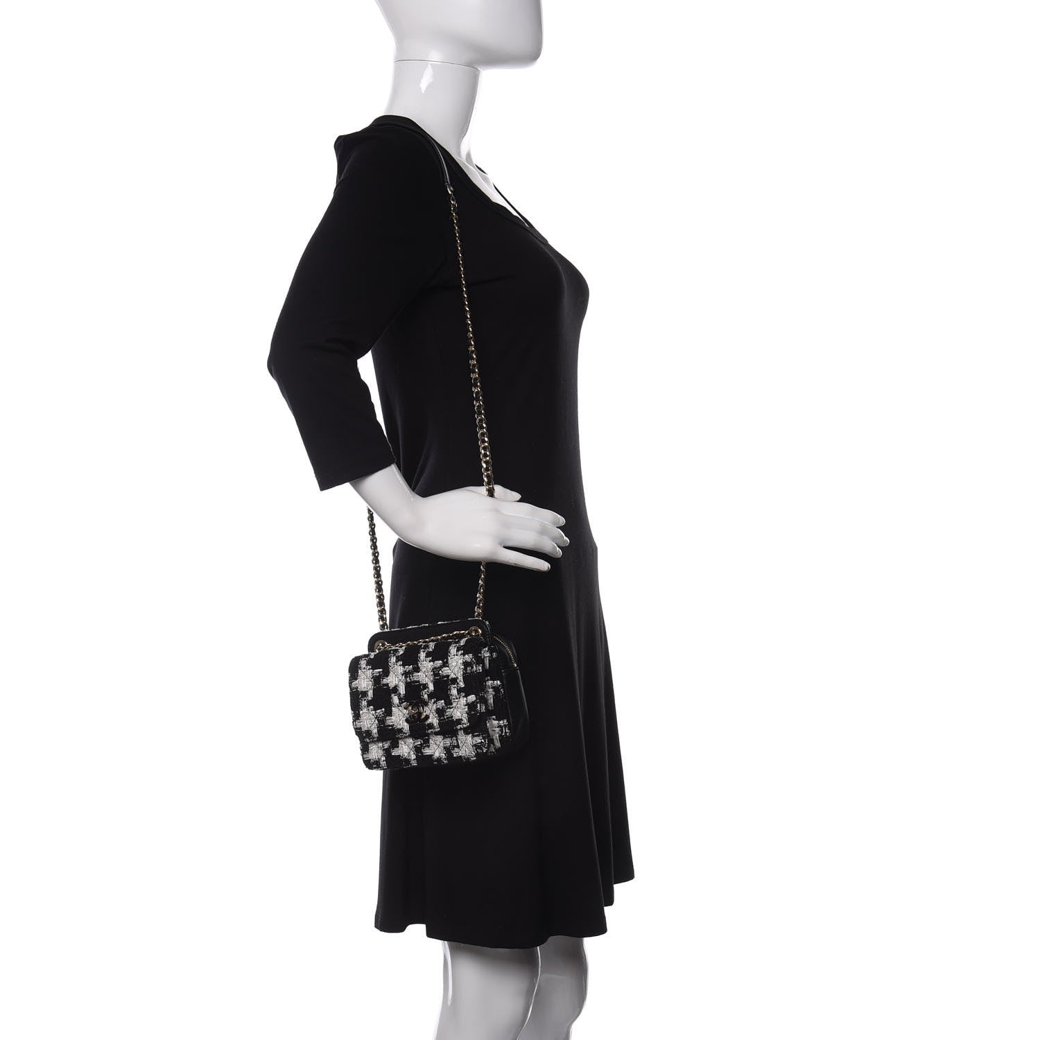 Chanel Tweed Lambskin Quilted Flap Black Ecru White 2 of 12