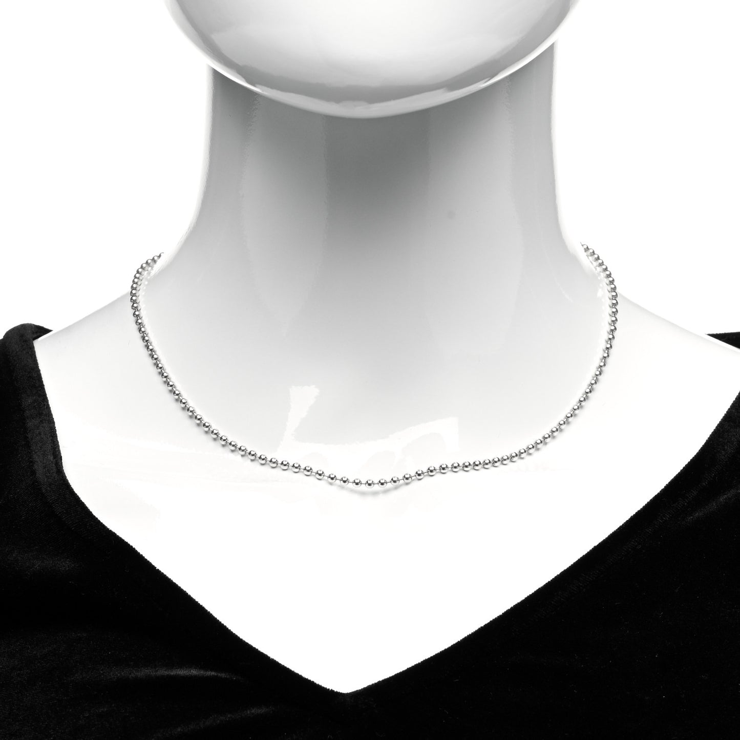 Sterling Silver 2.5mm Bead Chain Necklace 16"