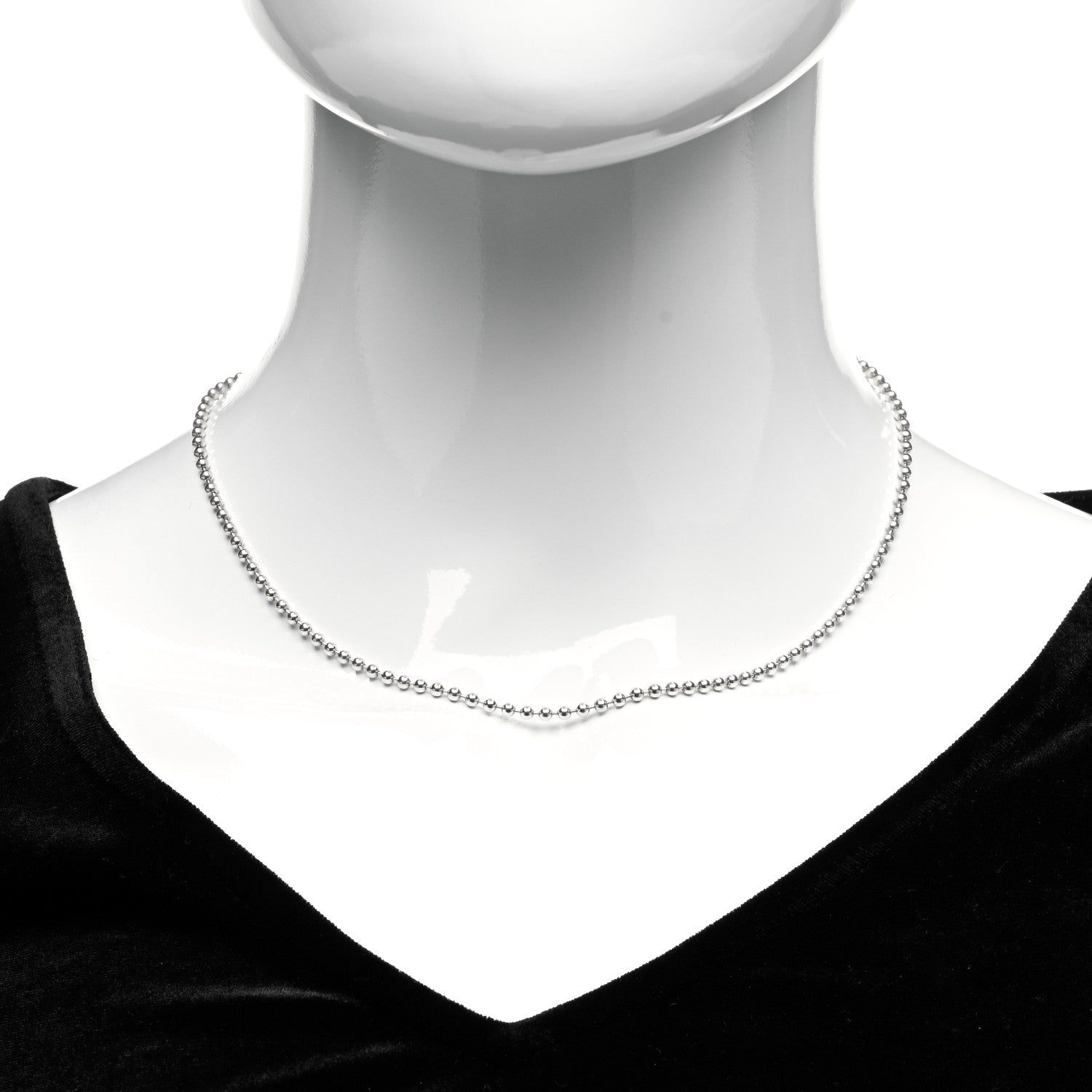 Tiffany Sterling Silver 2.5mm Bead Chain Necklace 16" 2 of 6