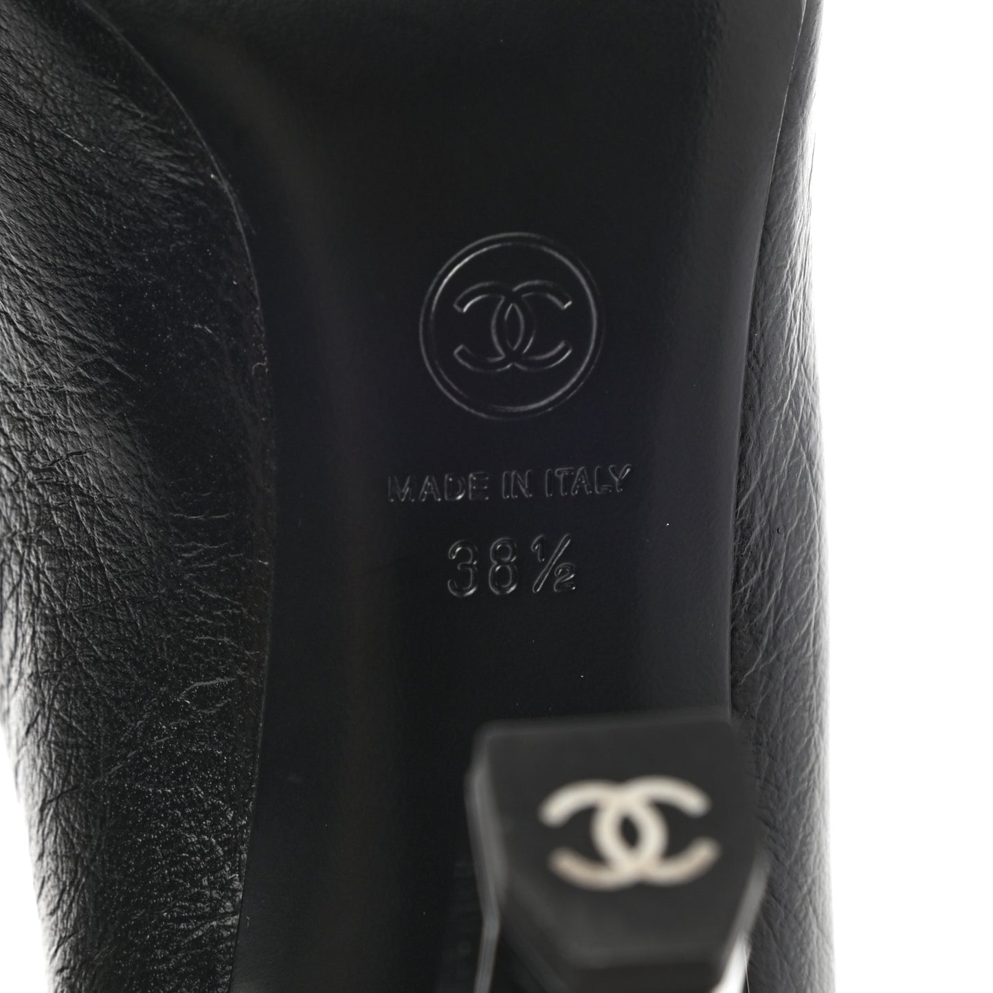 Lambskin Patent Cap Toe CC Pumps 38.5 Black