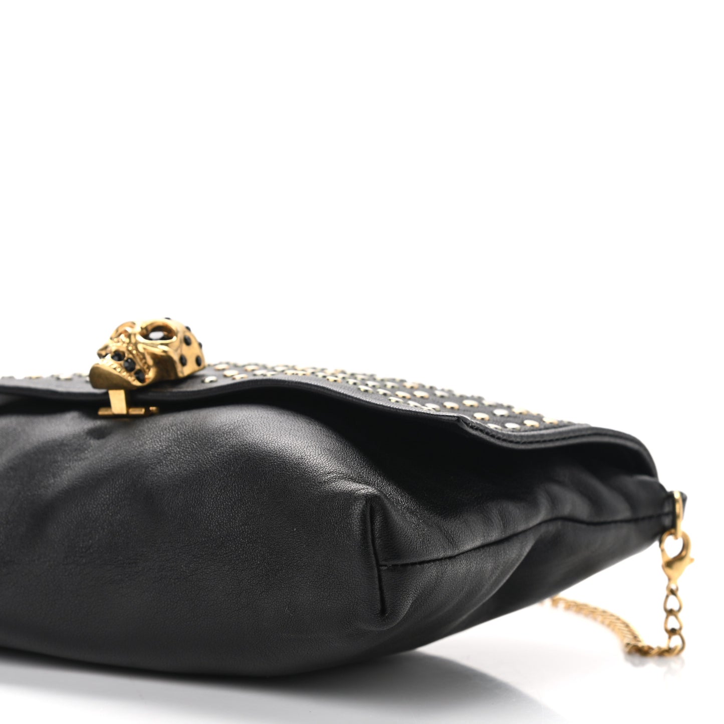 Calfskin Studded Skull Bag Black