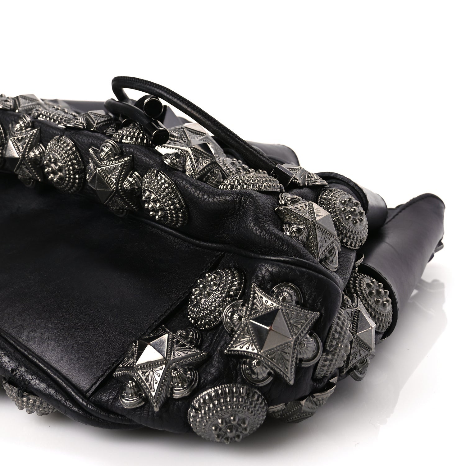 Burberry Calfskin Mason Warrior Studded Hobo Black 9 of 9