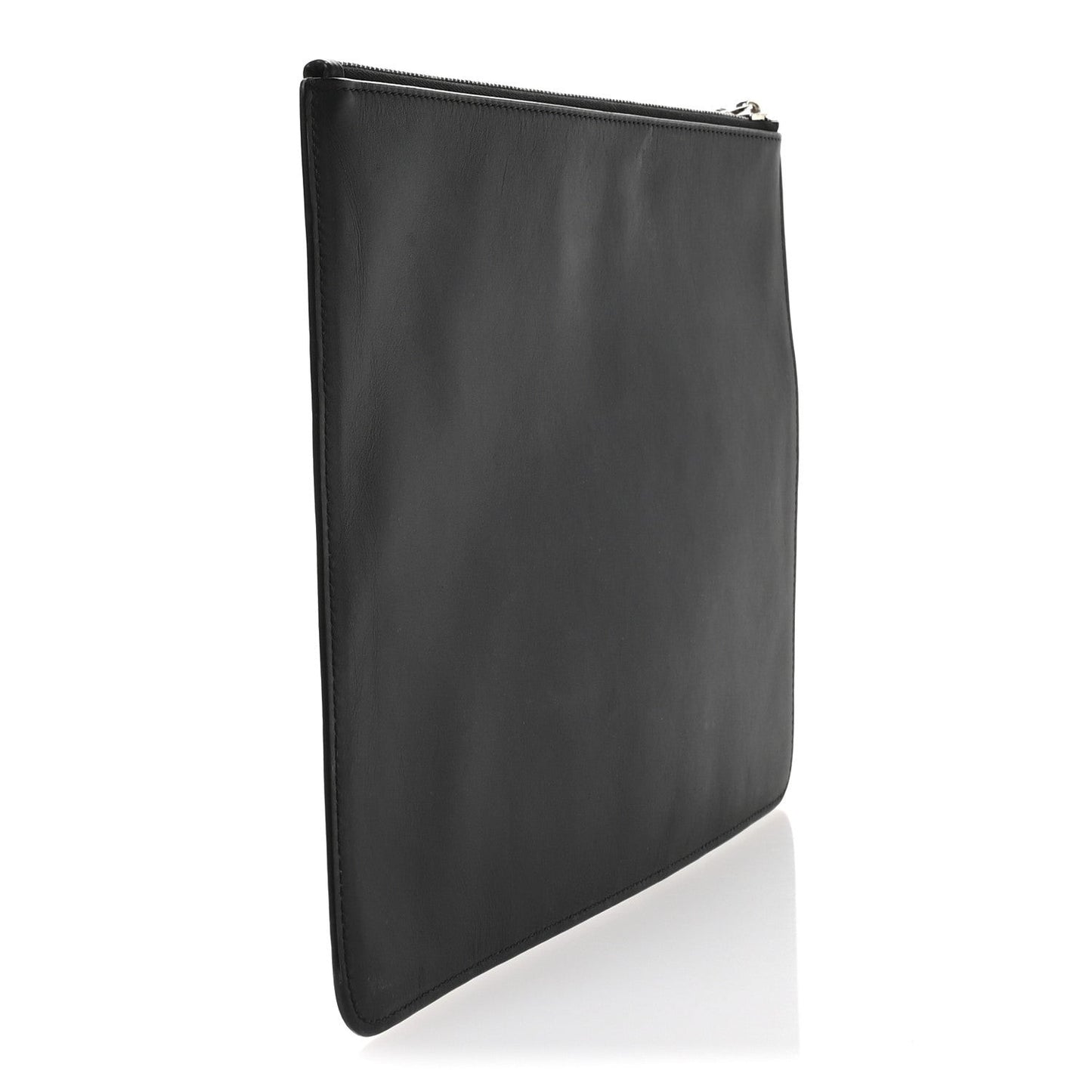 Calfskin Jesus Print Zip Pouch Black