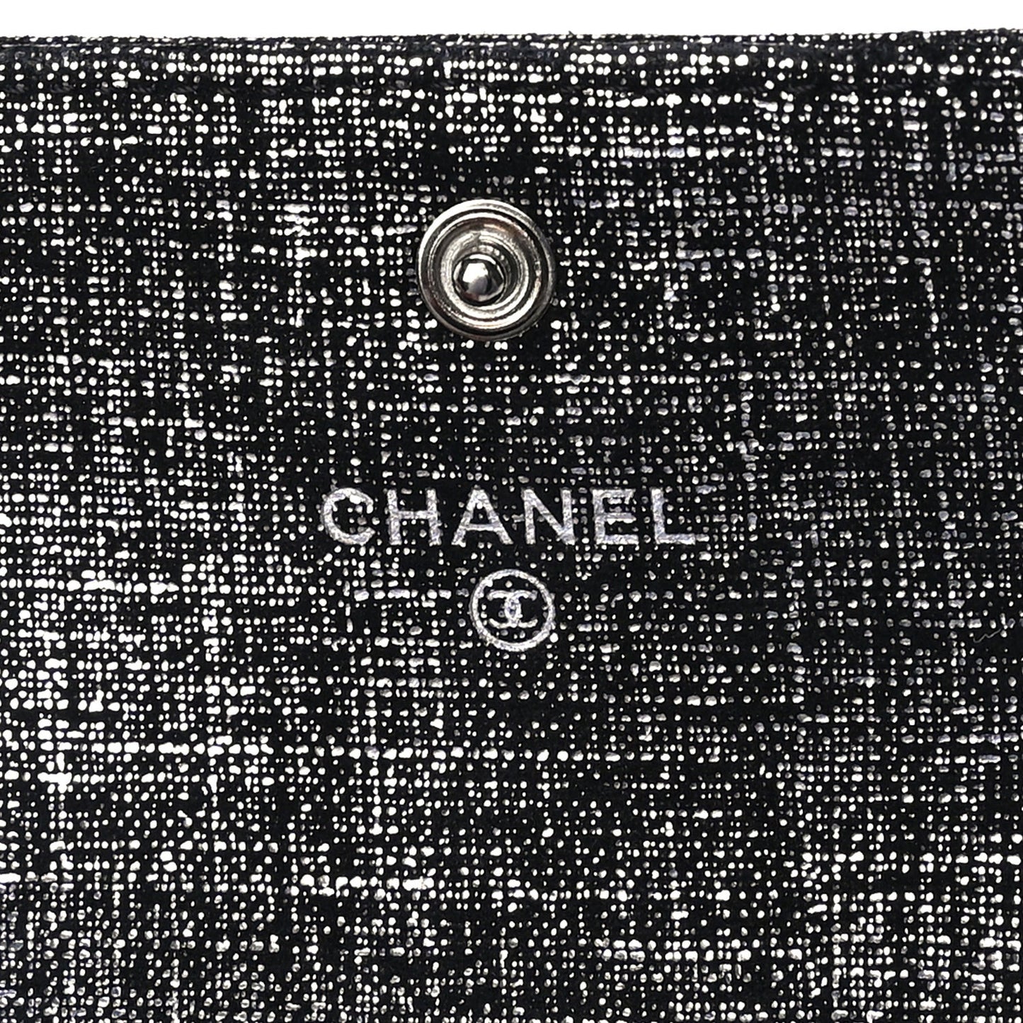 Glittered Calfskin Quilted Flap Card Holder Dark Grey