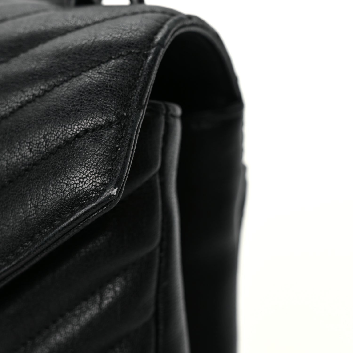 Saint Laurent Sheepskin Matelasse Chevron Monogram Monochrome Medium College Bag Black 10 of 10