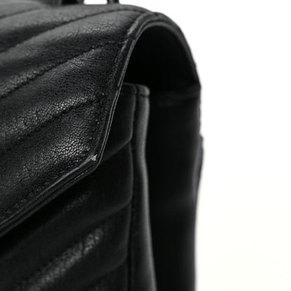 Saint Laurent Sheepskin Matelasse Chevron Monogram Monochrome Medium College Bag Black 10 of 10
