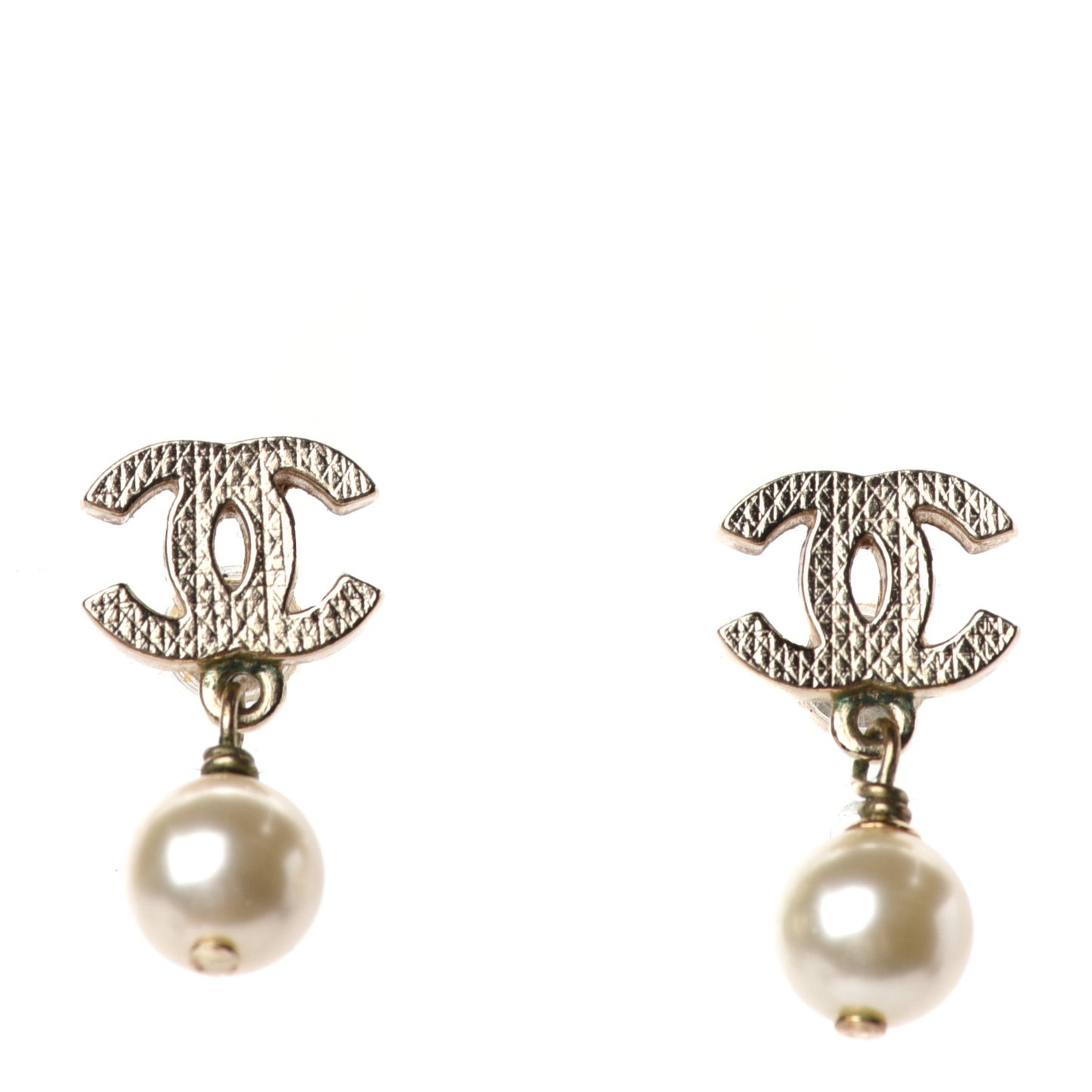Pearl CC Drop Earrings Silver