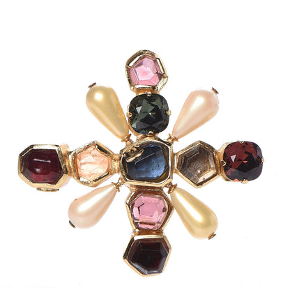Chanel Crystal Pearl CC Brooch Gold Multicolor 1 of 4