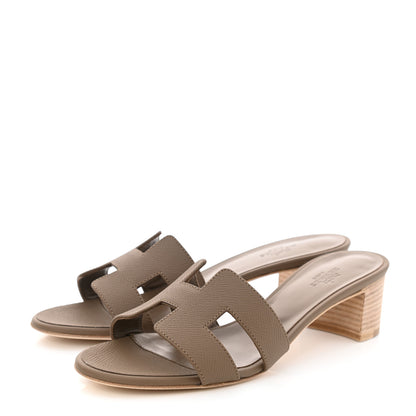 Hermes Epsom Oasis Sandals 37 Etoupe 3 of 9