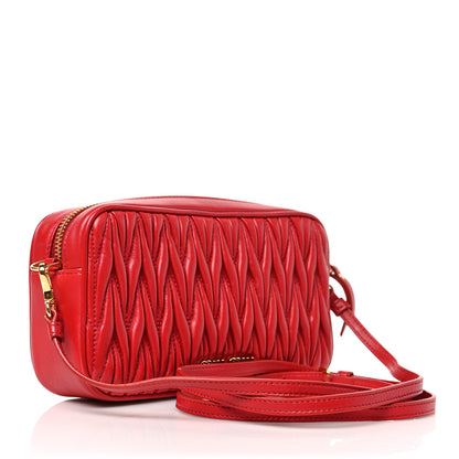 Miu Miu Nappa Matelasse Zip Shoulder Bag Fuoco 3 of 8