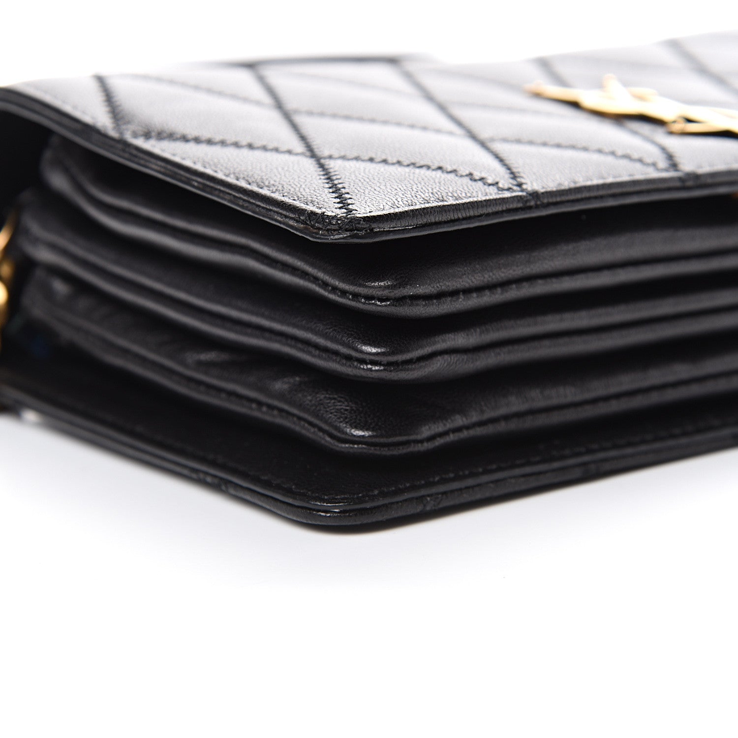 Saint Laurent Lambskin Diamond Quilted Monogram Angie Chain Bag Black 15 of 17