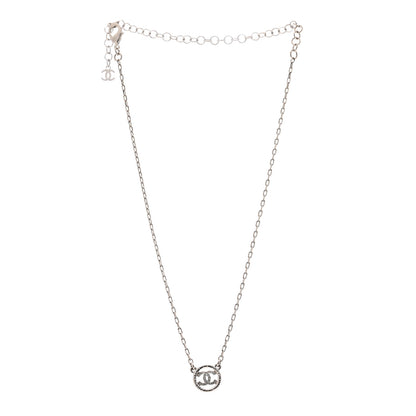Chanel Crystal CC Chain Short Necklace Silver 3 of 6