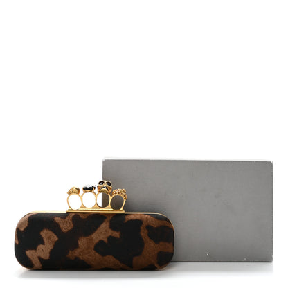 Alexander McQueen Silk Ocelot Print Skull Knuckle Box Clutch 9 of 9