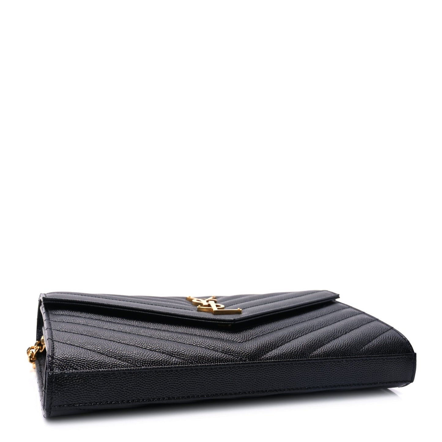 Grain De Poudre Matelasse Chevron Cassandre Chain Wallet Black