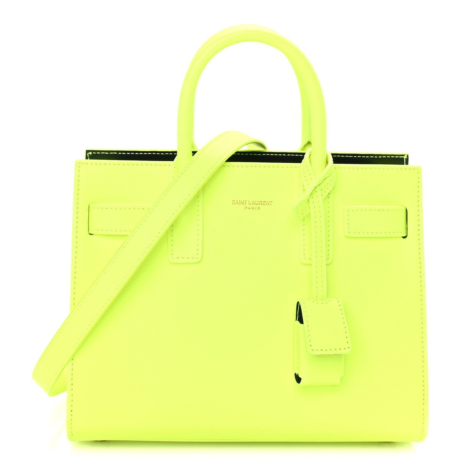 Saint Laurent Calfskin Nano Sac De Jour Neon Yellow 1 of 7