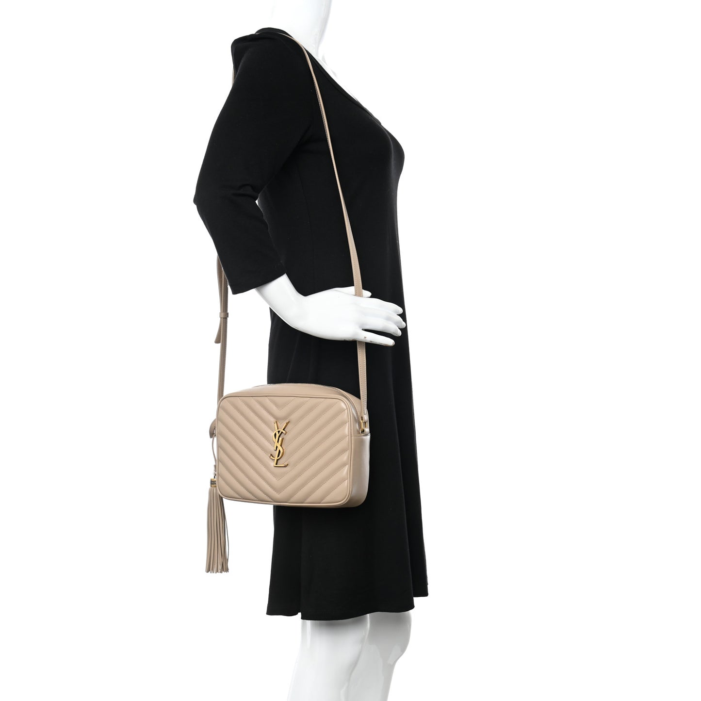 Calfskin Matelasse Monogram Lou Camera Bag Dark Beige