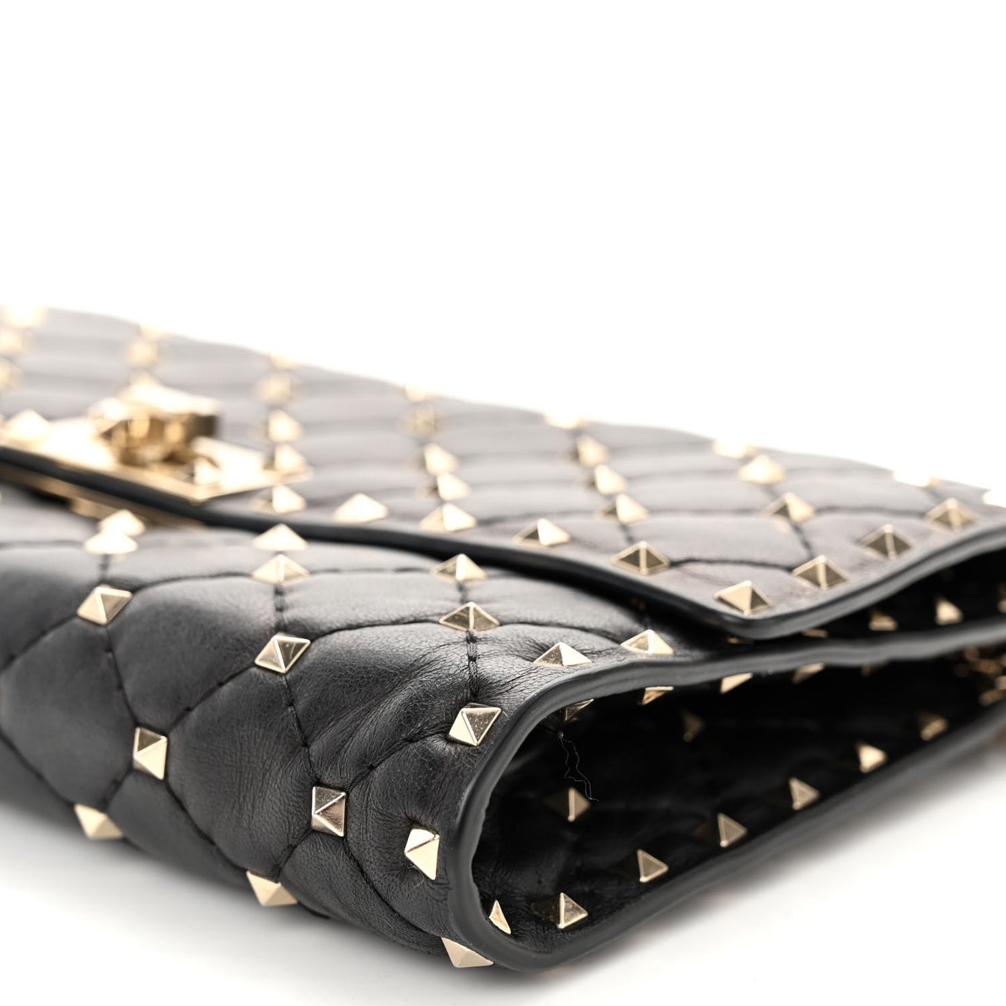 Nappa Rockstud Spike Wallet On Chain Black